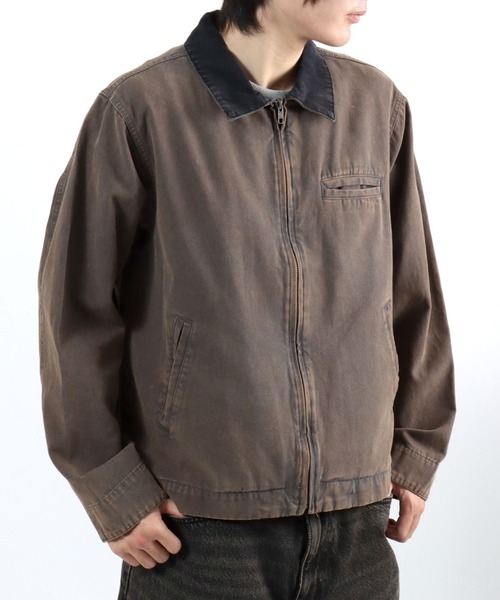 Salong hameu(サロン ハミュー)の「ダック ワークジャケット/ジップブルゾン/春アウター メンズ レディース ユニセックス(ブルゾン・メンズ・ブラック/ブラウン/チャコールグレー・M/L)」の2枚目の写真