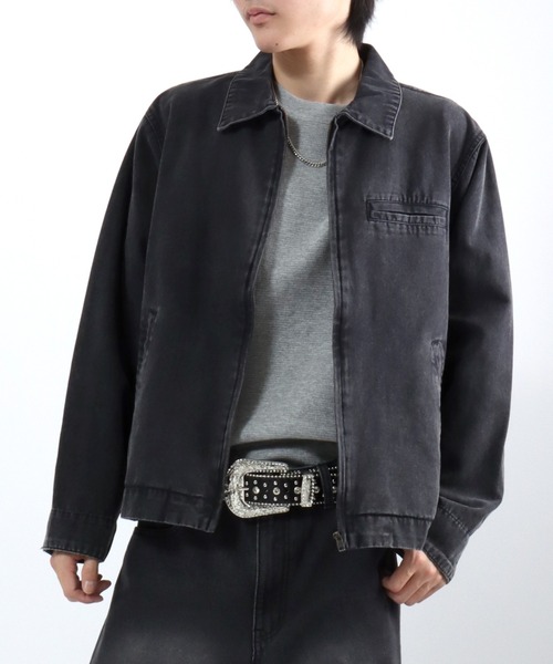 Salong hameu(サロン ハミュー)の「ダック ワークジャケット/ジップブルゾン/春アウター メンズ レディース ユニセックス(ブルゾン・メンズ・ブラック/ブラウン/チャコールグレー・M/L)」の1枚目の写真