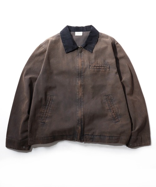 Salong hameu(サロン ハミュー)の「ダック ワークジャケット/ジップブルゾン/春アウター メンズ レディース ユニセックス(ブルゾン・メンズ・ブラック/ブラウン/チャコールグレー・M/L)」の5枚目の写真