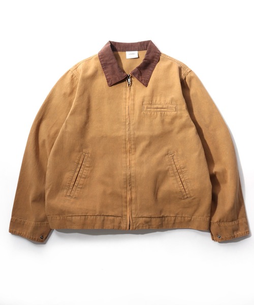 Salong hameu(サロン ハミュー)の「ダック ワークジャケット/ジップブルゾン/春アウター メンズ レディース ユニセックス(ブルゾン・メンズ・ブラック/ブラウン/チャコールグレー・M/L)」の4枚目の写真