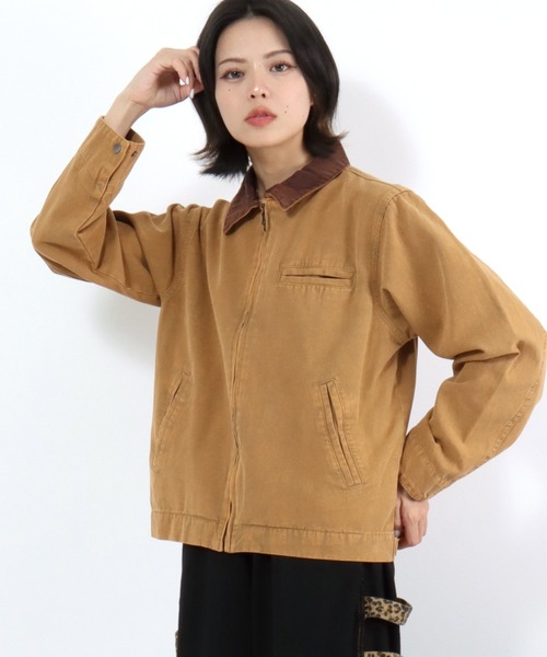 Salong hameu(サロン ハミュー)の「ダック ワークジャケット/ジップブルゾン/春アウター メンズ レディース ユニセックス(ブルゾン・メンズ・ブラック/ブラウン/チャコールグレー・M/L)」の8枚目の写真