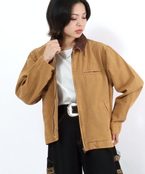 Salong hameu(サロン ハミュー)の「ダック ワークジャケット/ジップブルゾン/春アウター メンズ レディース ユニセックス(ブルゾン・メンズ・ブラック/ブラウン/チャコールグレー・M/L)」の7枚目の写真