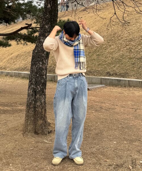 ACSHI(アクシ)の「ワンタックウォッシュドバルーンフィットワイドデニムパンツユニセックス(ライトブルー)(デニムパンツ・レディース・その他・SMALL/MEDIUM/LARGE/X-LARGE/XX-LARGE/X-SMALL)」の6枚目の写真