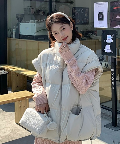 セール】スタンドカラー中綿ベスト（ダウンベスト）｜Girly Doll