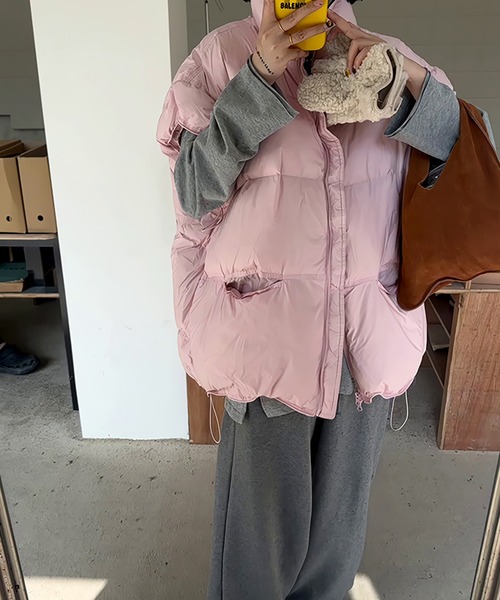 Girly Doll（ガーリードール）の「スタンドカラー中綿ベスト（ダウンベスト・レディース・ブラック/グレー/ホワイト/ブラウン・M/L）」の21枚目の写真