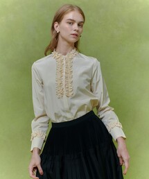 【LOULOU WILLOUGHBY】テクニカルギャザーブラウス