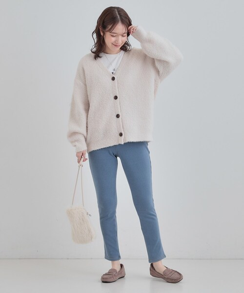 SHOO・LA・RUE(シューラルー)の「【あったか/洗濯機可/S-LL】裏シャギーデニム風レギンス(その他パンツ・レディース・ブルー/ネイビー・01/02/03/04)」の5枚目の写真