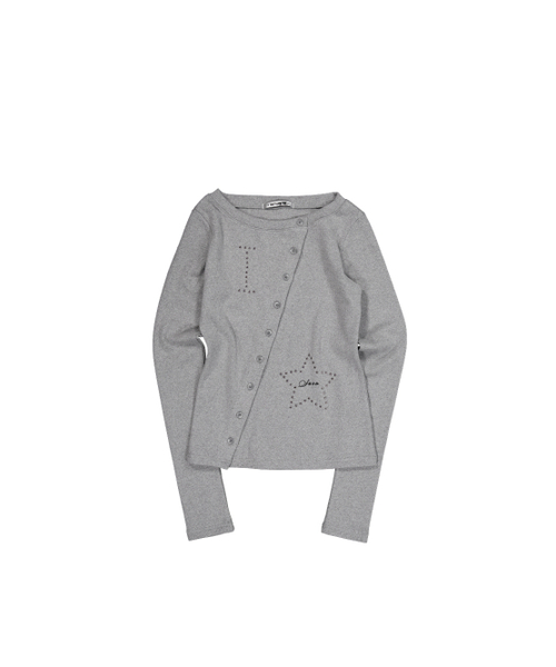 SETUP-EXE(セットアップイーエックスイー)の「STAR BUTTON TOP / MELANGE GRAY(Tシャツ/カットソー・レディース・その他・OS)」の9枚目の写真