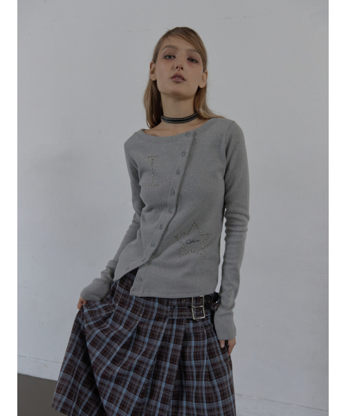 SETUP-EXE(セットアップイーエックスイー)の「STAR BUTTON TOP / MELANGE GRAY(Tシャツ/カットソー・レディース・その他・OS)」の5枚目の写真