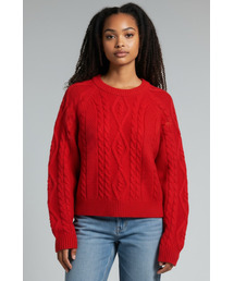 Soft Wool Cable Knit Sweater (Red)