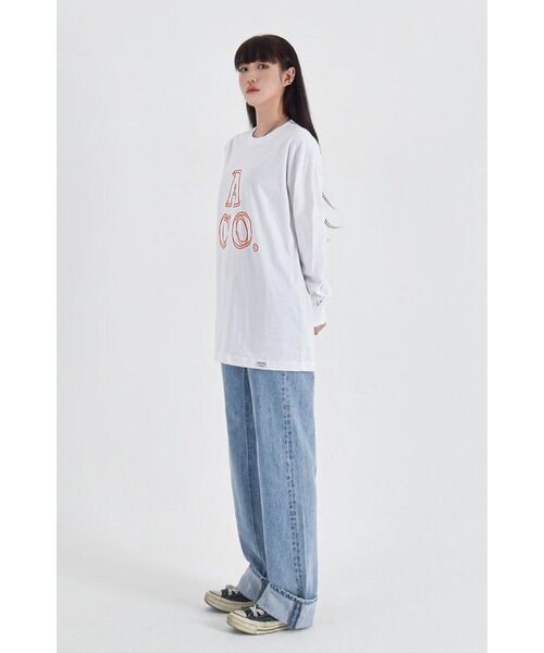 APOSTROPHE COMMA(アポストロフィコンマ)の「ACOロゴ長袖Tシャツ(ホワイト-オレンジ)(Tシャツ/カットソー・レディース・その他・MEDIUM/SMALL/X-LARGE/LARGE)」の3枚目の写真