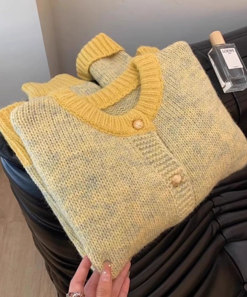 SPIGA(スピーガ)の「配色ニットカーディガン(カーディガン/ボレロ・レディース・ピンク/イエロー/ブルー・FREE)」の7枚目の写真