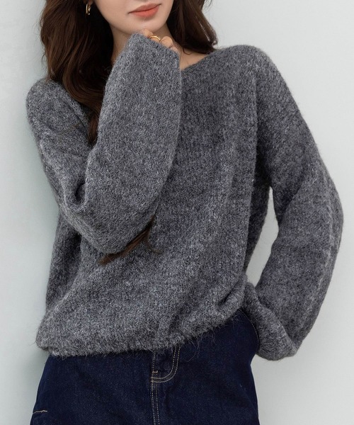 セール】【肩魅せ2WAY】ゆるっと綺麗見せ。長袖 オーバーサイズ モヘア