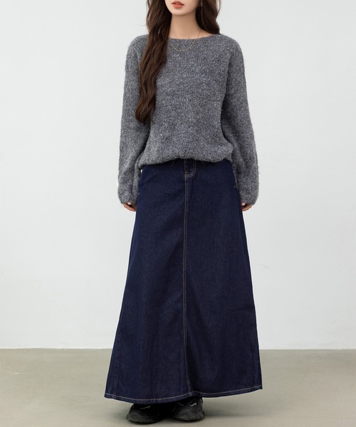 DAY CLOSET（デイ クローゼット）の「【肩魅せ2WAY】ゆるっと綺麗見せ。長袖 オーバーサイズ モヘアタッチ ニット プルオーバー レディース（ニット/セーター・レディース・ブラウン/グレー/ライトグレー/オートミール・FREE）」の21枚目の写真