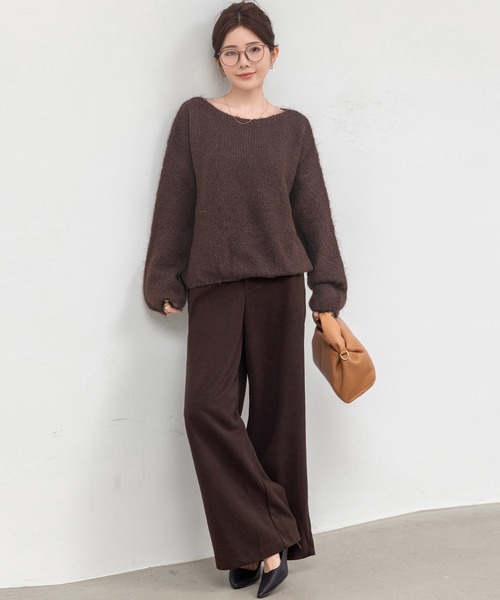 DAY CLOSET（デイ クローゼット）の「【肩魅せ2WAY】ゆるっと綺麗見せ。長袖 オーバーサイズ モヘアタッチ ニット プルオーバー レディース（ニット/セーター・レディース・ブラウン/グレー/ライトグレー/オートミール・FREE）」の17枚目の写真