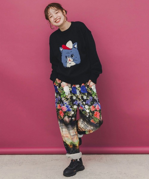 ScoLar（スカラー）の「ScoLar(スカラー) ダークメルヘン風 3柄展開ボンディングパンツ（その他パンツ・レディース・グリーン/チャコールグレー・MEDIUM）」の4枚目の写真