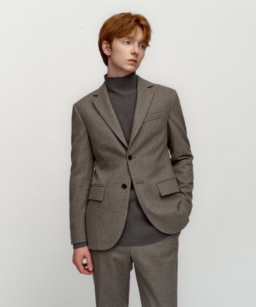 SOLEW(ソル)の「ウールツーボタンセットアップジャケット_グレー(テーラードジャケット・メンズ・その他・SMALL/MEDIUM/LARGE/X-LARGE)」の1枚目の写真