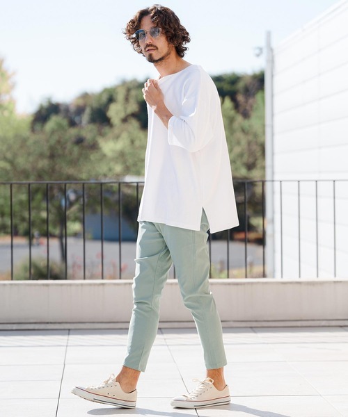 CAMBIO(カンビオ)の「mlt5521- キーネックパイル7分袖カットソー(CMB-R0192)(Tシャツ/カットソー・メンズ・ブラック/グレー/ホワイト・S/M/L)」の12枚目の写真