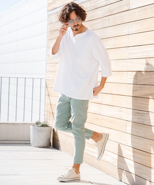 CAMBIO(カンビオ)の「mlt5521- キーネックパイル7分袖カットソー(CMB-R0192)(Tシャツ/カットソー・メンズ・ブラック/グレー/ホワイト・S/M/L)」の14枚目の写真