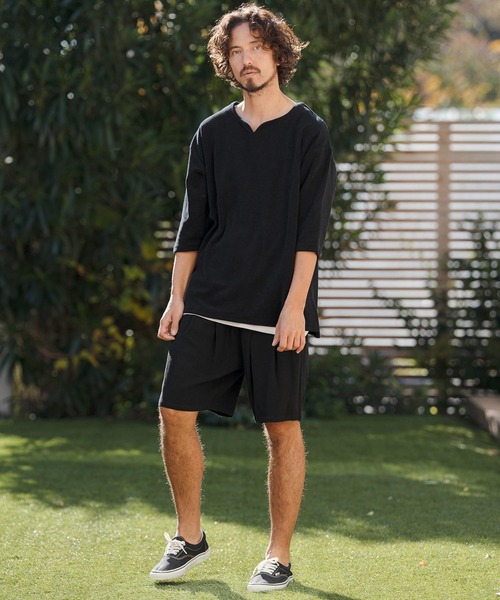 CAMBIO(カンビオ)の「mlt5521- キーネックパイル7分袖カットソー(CMB-R0192)(Tシャツ/カットソー・メンズ・ブラック/グレー/ホワイト・S/M/L)」の18枚目の写真