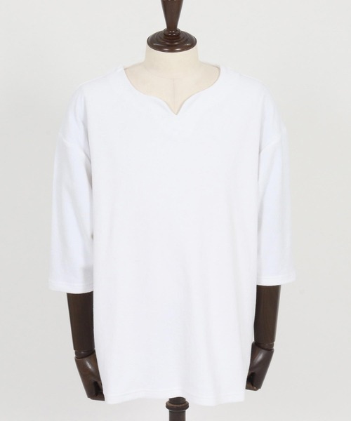 CAMBIO(カンビオ)の「mlt5521- キーネックパイル7分袖カットソー(CMB-R0192)(Tシャツ/カットソー・メンズ・ブラック/グレー/ホワイト・S/M/L)」の20枚目の写真