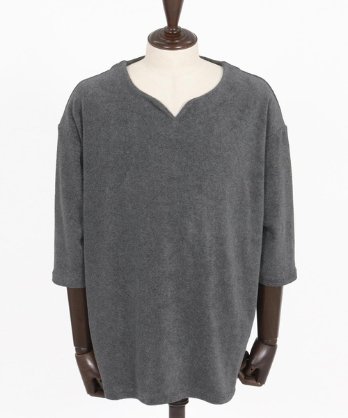 CAMBIO(カンビオ)の「mlt5521- キーネックパイル7分袖カットソー(CMB-R0192)(Tシャツ/カットソー・メンズ・ブラック/グレー/ホワイト・S/M/L)」の22枚目の写真
