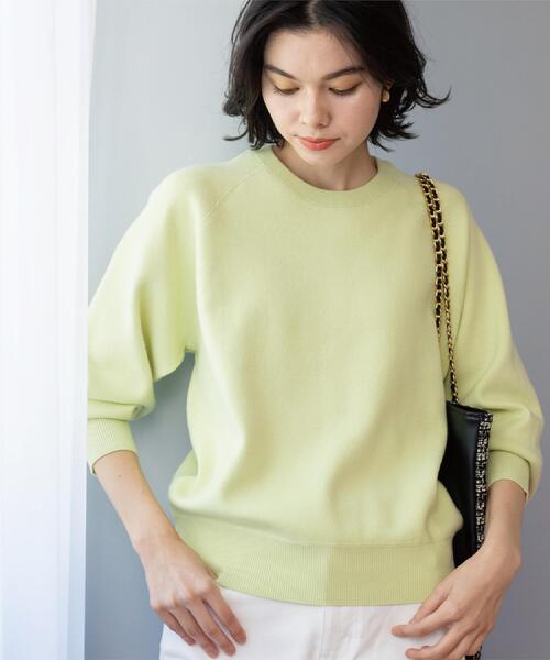 OPAQUE.CLIP(オペークドットクリップ)の「スウェットライクニット【洗濯機OK】(ニット/セーター・レディース・ネイビー/ピンク/ライトグリーン/ホワイト/グレー・40/38/42)」の21枚目の写真