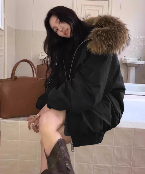 セール】トグルボタン中綿ジャケットファー襟コート（ダウンジャケット