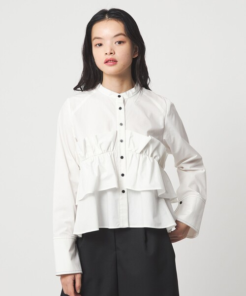 EMMEL REFINES＞EM バンドカラー フリルシャツ（シャツ/ブラウス
