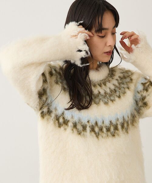 CRAFT STANDARD BOUTIQUE(クラフトスタンダードブティック)の「洗える/ノルディック起毛ニットプルオーバー(ニット/セーター・レディース・グレー/アイボリー/ブラウン・FREE)」の2枚目の写真