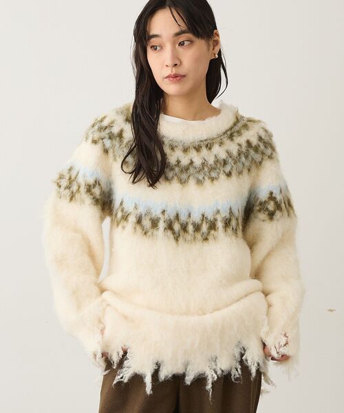 CRAFT STANDARD BOUTIQUE(クラフトスタンダードブティック)の「洗える/ノルディック起毛ニットプルオーバー(ニット/セーター・レディース・グレー/アイボリー/ブラウン・FREE)」の20枚目の写真