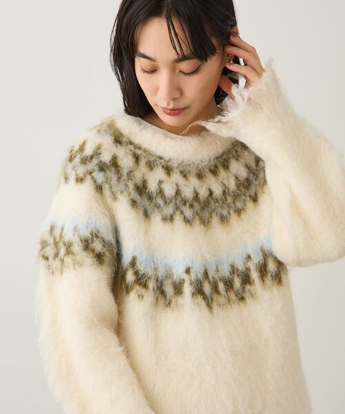 CRAFT STANDARD BOUTIQUE(クラフトスタンダードブティック)の「洗える/ノルディック起毛ニットプルオーバー(ニット/セーター・レディース・グレー/アイボリー/ブラウン・FREE)」の22枚目の写真