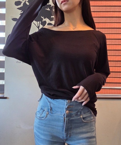 tolene(トレネ)の「ワンショルダー ドルマンスリーブ 長袖カットソー(Tシャツ/カットソー・レディース・ブラック/ホワイト・FREE)」の22枚目の写真