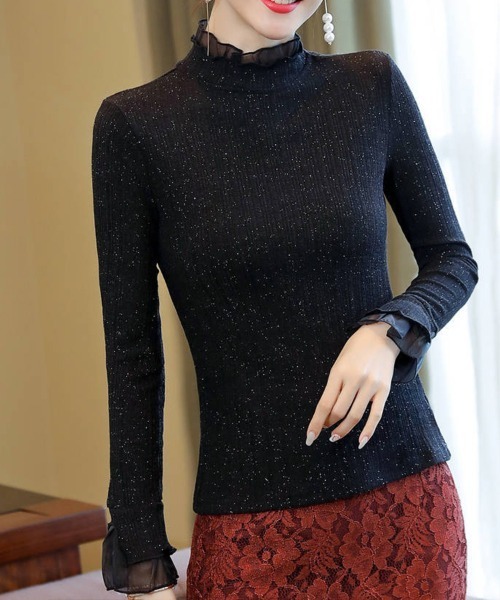 Flugge(フラッジー)の「フリルネックラメトップス(その他トップス・レディース・ブラック・LARGE/MEDIUM)」の5枚目の写真