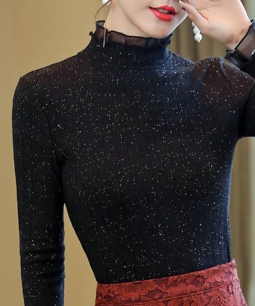Flugge(フラッジー)の「フリルネックラメトップス(その他トップス・レディース・ブラック・LARGE/MEDIUM)」の6枚目の写真