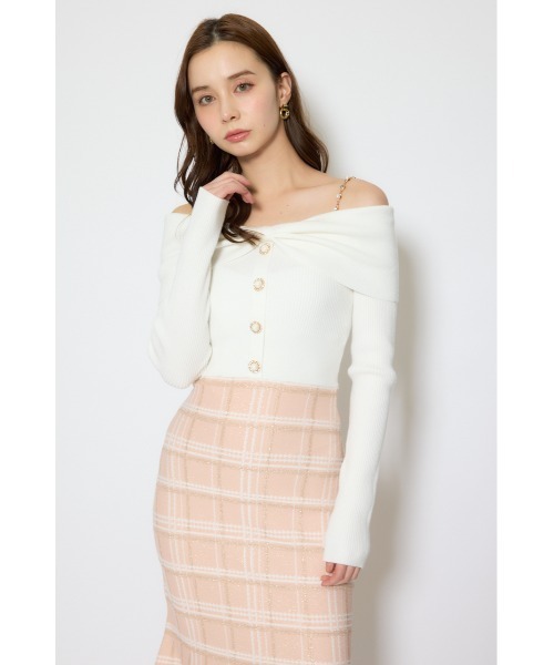 rienda(リエンダ)の「リボンデザインツイードニットワンピース 春服(ワンピース・レディース・ブラック/ピンク・FREE)」の11枚目の写真