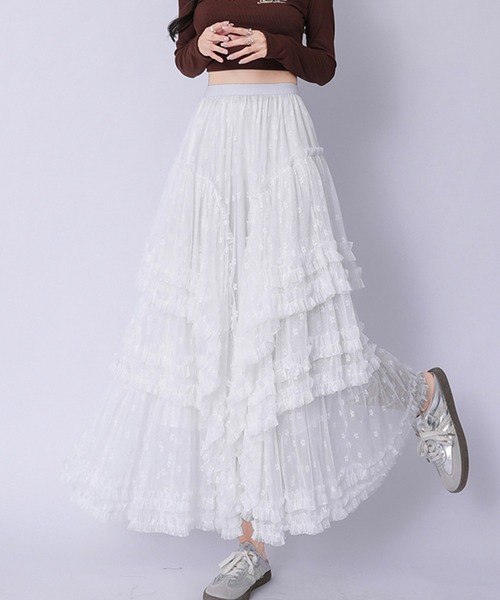 &soiree(アンドソワレ)の「ドットチュールティアードスカート(スカート・レディース・ブラック/ホワイト・SMALL/MEDIUM/LARGE/X-LARGE)」の3枚目の写真