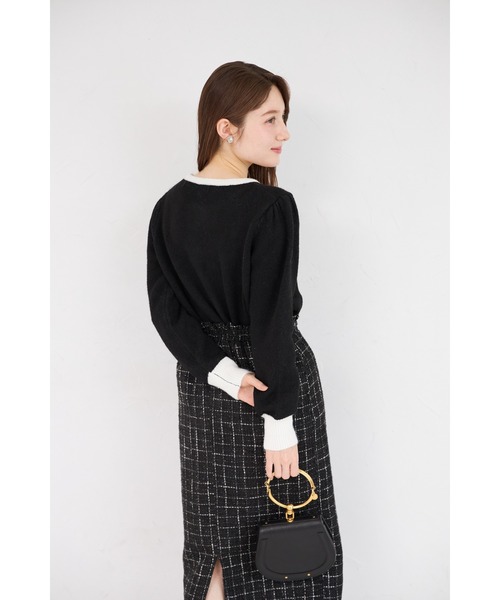 tocco closet（トッコ　クローゼット）の「【ZOZO限定】三段リボン付き配色ニットプルオーバー（ニット/セーター・レディース・ホワイト/ブラック/グレー・M）」の22枚目の写真