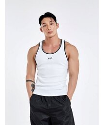 Contrast Line Logo Sleeveless - WHITE