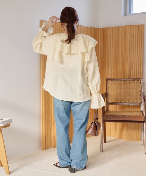 DISCOAT（ディスコート）の「シアーフリルブラウス（シャツ/ブラウス・レディース・ベージュ/ブラック/ホワイト系その他/サックスブルー・FREE）」の14枚目の写真