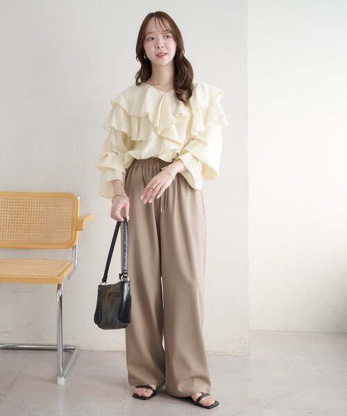 DISCOAT（ディスコート）の「シアーフリルブラウス（シャツ/ブラウス・レディース・ベージュ/ブラック/ホワイト系その他/サックスブルー・FREE）」の17枚目の写真