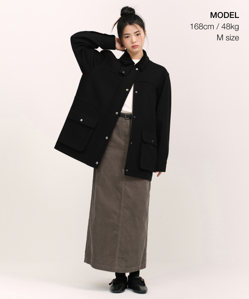MUSINSA STANDARD WOMAN（ムシンサスタンダードウーマン）の「ウィメンズウールブレンドハンティングジャケット[ブラック]（ミリタリージャケット・レディース・その他・SMALL/MEDIUM/LARGE/X-SMALL）」の7枚目の写真