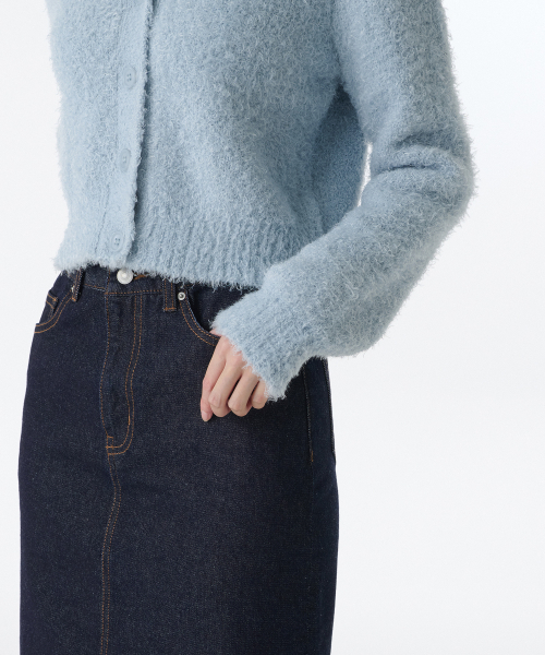 MUSINSA STANDARD WOMAN（ムシンサスタンダードウーマン）の「ウィメンズファージクロップカーディガン[スカイブルー]（カーディガン/ボレロ・レディース・その他・LARGE/MEDIUM/SMALL/X-SMALL）」の4枚目の写真