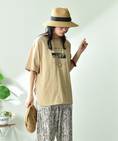 INTERPLANET(インタープラネット)の「【接触冷感・吸水速乾】フォトロゴTシャツ(Tシャツ/カットソー・レディース・ベージュ/ブラック/オフホワイト・FREE)」の13枚目の写真