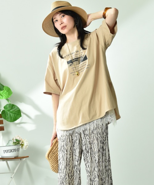 INTERPLANET(インタープラネット)の「【接触冷感・吸水速乾】フォトロゴTシャツ(Tシャツ/カットソー・レディース・ベージュ/ブラック/オフホワイト・FREE)」の14枚目の写真
