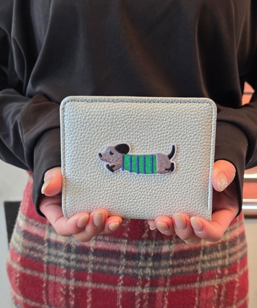 セール】【犬刺繍】わんこ ワンポイント コンパクトウォレット / ミニ