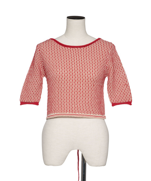 muller of yoshiokubo(ミュラーオブヨシオクボ)の「muller of yoshiokubo ミュラーオブヨシオクボ / RIPPLE LACE-UP KNIT バックリボンリップルレースアップニット / MLS26808(ニット/セーター・レディース・レッド/ブラック・38)」の9枚目の写真