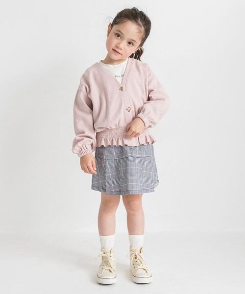 BRANSHES（ブランシェス）の「ハート釦カーディガン（カーディガン/ボレロ・キッズ・ライトグレー/ピンク・120/130/100/90/140/110/150）」の7枚目の写真