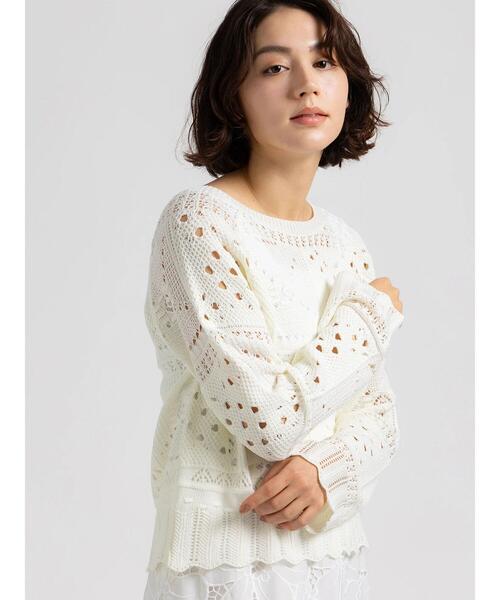 Te chichi（テチチ）の「【Atelier ChouChou】クロシェライクレースニット（ニット/セーター・レディース・オフホワイト・F）」の7枚目の写真