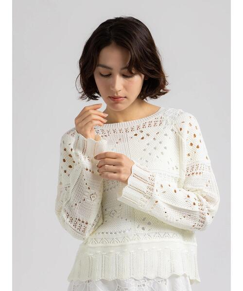 Te chichi（テチチ）の「【Atelier ChouChou】クロシェライクレースニット（ニット/セーター・レディース・オフホワイト・F）」の8枚目の写真